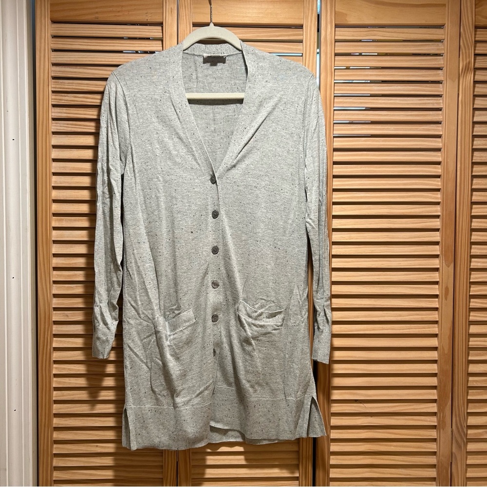 Long Gray Button-Up Cardigan